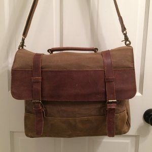 VINTAGE MESSENGER BAG SATCHEL ~BIG~ Leather/Canvas